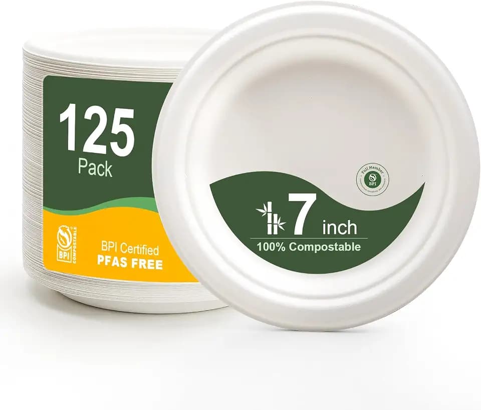 WELLIFE 7 Inch Paper Plates 125-Pack Small Dessert Paper Plates Bulk
