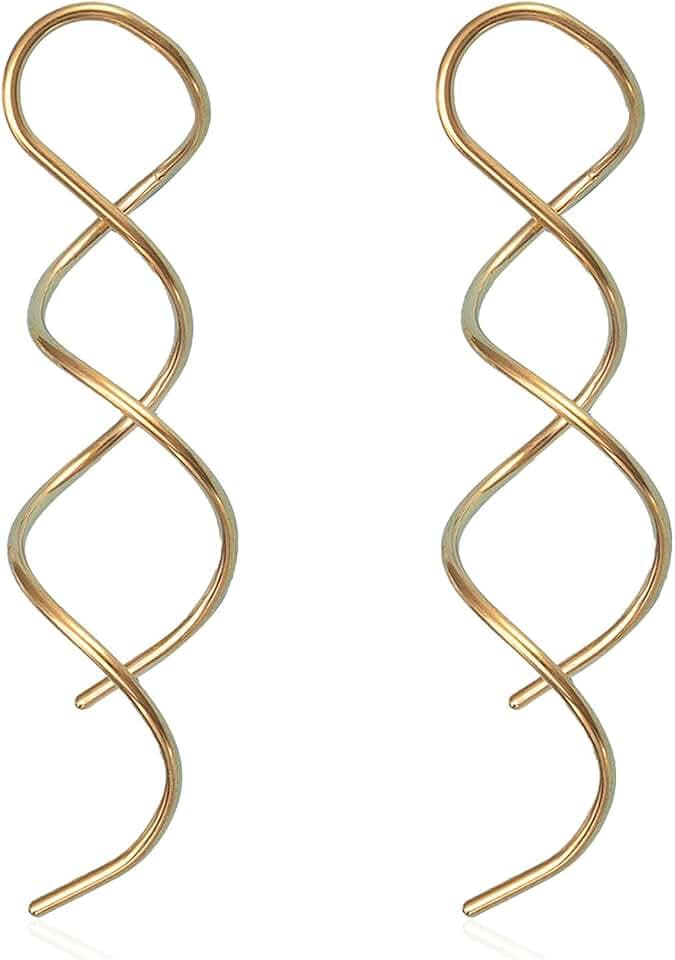 Spiral Threader Stud Earrings for Women Handmade Twisted Spiral Stainless Steel Drop Dangle Earrings Jewelry Gift