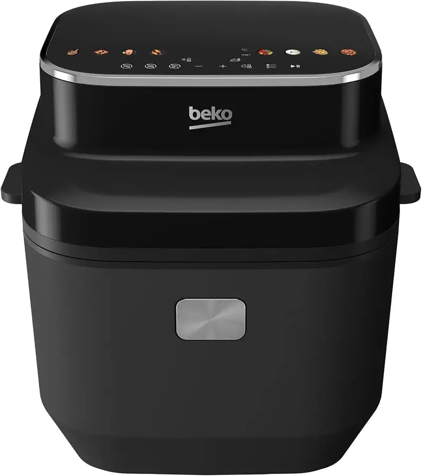 BEKO Digitale Luftfritteuse FRL5474B, Leistung 2570 W, 8 automatische Kochprogramme, 7,6 l Fassungsvermögen, Dampfgaren