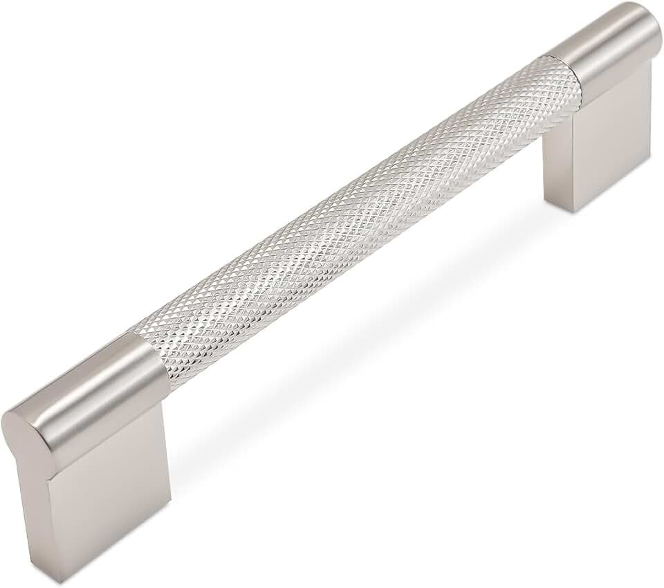 10 Pack 6-1/4 Inch Brushed Satin Nickel Kitchen Cabinet Handles Knurled Cabinet Pulls Silver Drawer Pulls Cabinet Hardware