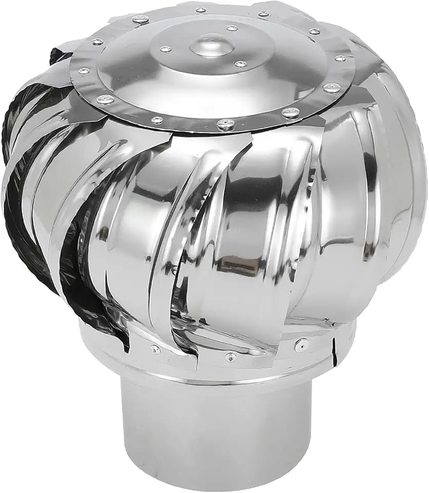 PATIKIL 4.3 Inch Exhaust Cap Roof Flue Vent Stainless Steel Roof Vent Wind Turbine Cap Cover Round Rotation Flue Vent for Outside Chimney Cover Flue Caps