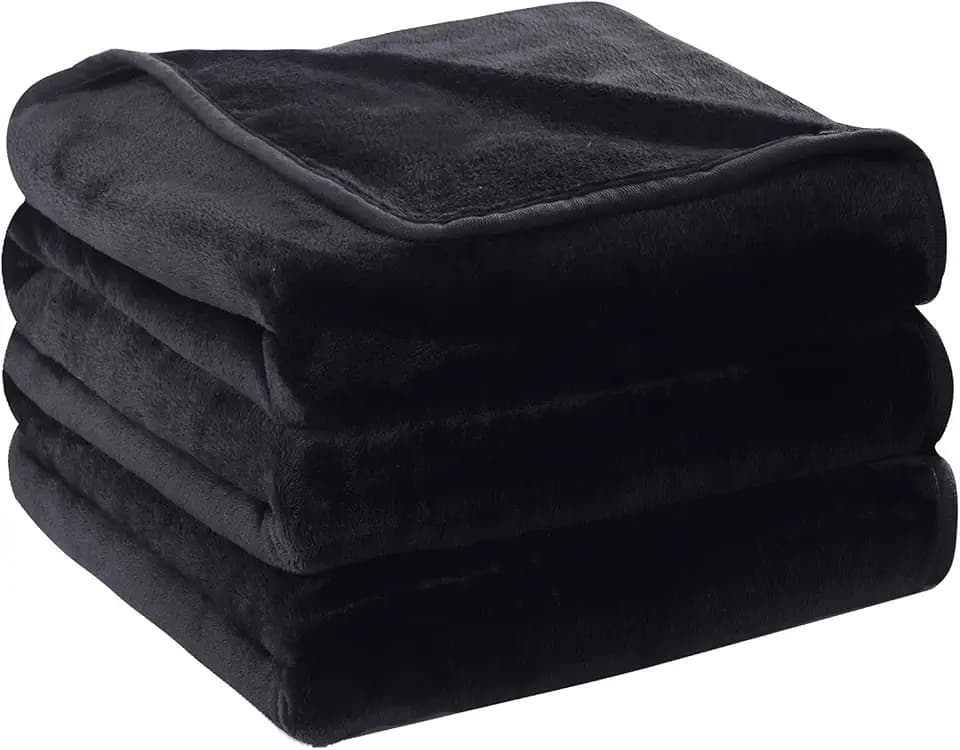 HOZY Kuscheldecke 230x270cm Schwarz, Fleece Decke Sofa Decke, Warme Bettdecke Fleecedecke Couch Decken Flauschige Decke, Tagesdecke Sofaüberwurf Hundedecke Sofadecke Couchdecke flauschig