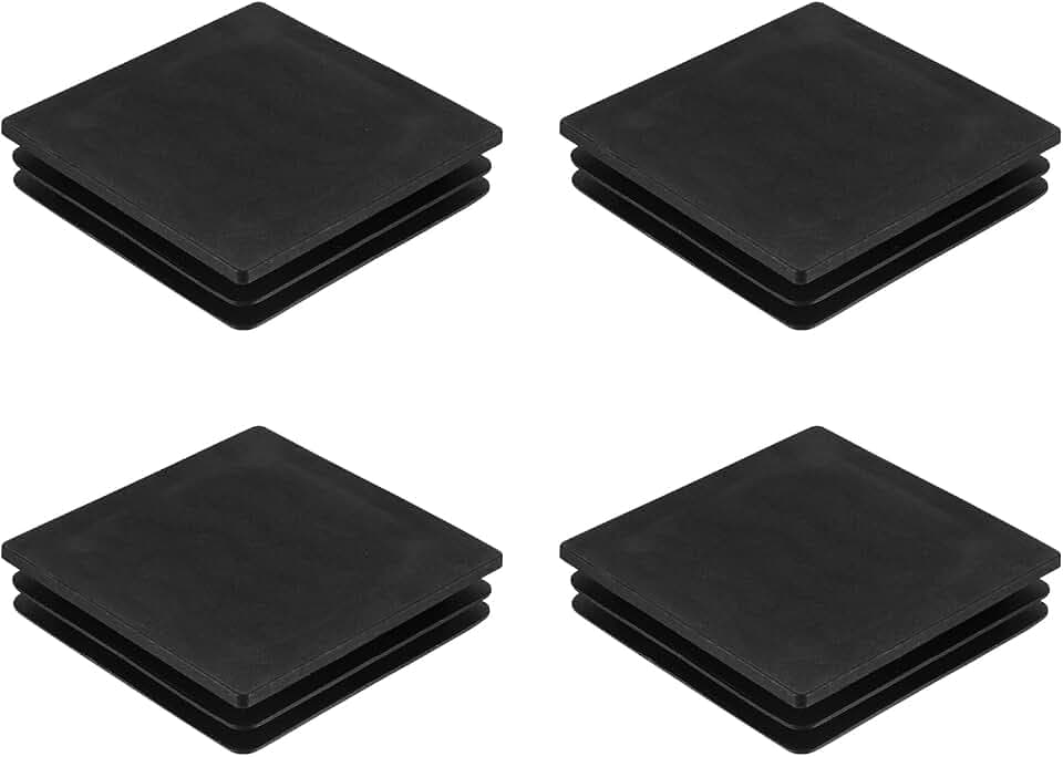 QUARKZMAN 4 Stück Lamellenstopfen für Vierkantrohre, 100x100mm Schwarz Quadratisch Stuhlbeinkappen, PE-Lamellenstopfen Rohrstopfen passen für 83-97mm Vierkantrohr Stühle Regale