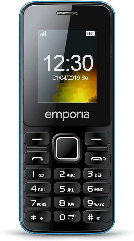 Emporia MD212 – Mobiltelefon für Senioren, hohe Lautstärke, Dual SIM, 1,8 Zoll Farbdisplay, Bluetooth HSP, Kamera, Bluetooth, Schwarz/Blau (Italien)