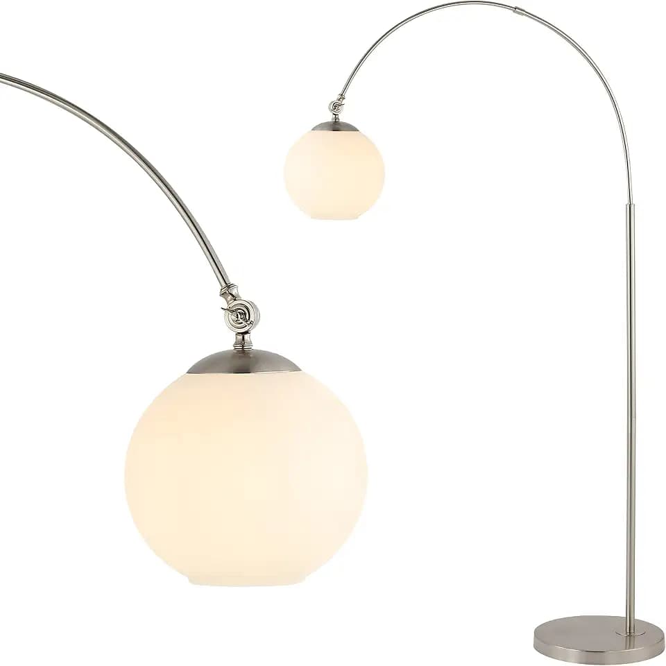 JONATHAN Y Nora Arc Floor Lamp 71" Metal Arched Standing Light, Nickel
