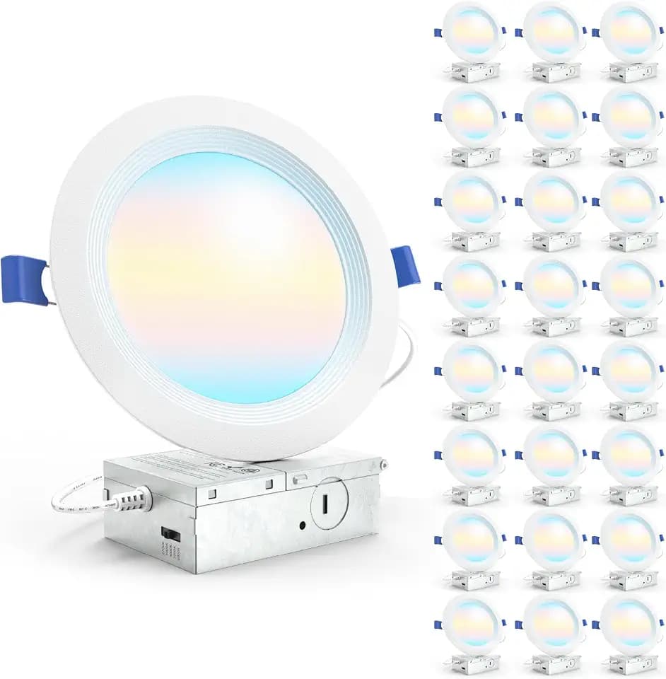 Sunco 24 Pack 6 Inch Canless LED Recessed Lights, 5CCT, 14W, Dimmable