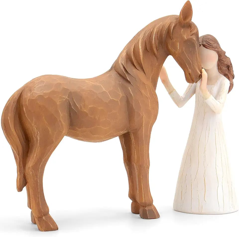 Engel Figur: Pferde, Geschenke für Mädchen Schutzengel Figur Schutzengel Statue, Handbemalter Schutzengel Figuren Geschenke für Frauen Geburtstag, Weihnachten, Häuser Deko, Ornament