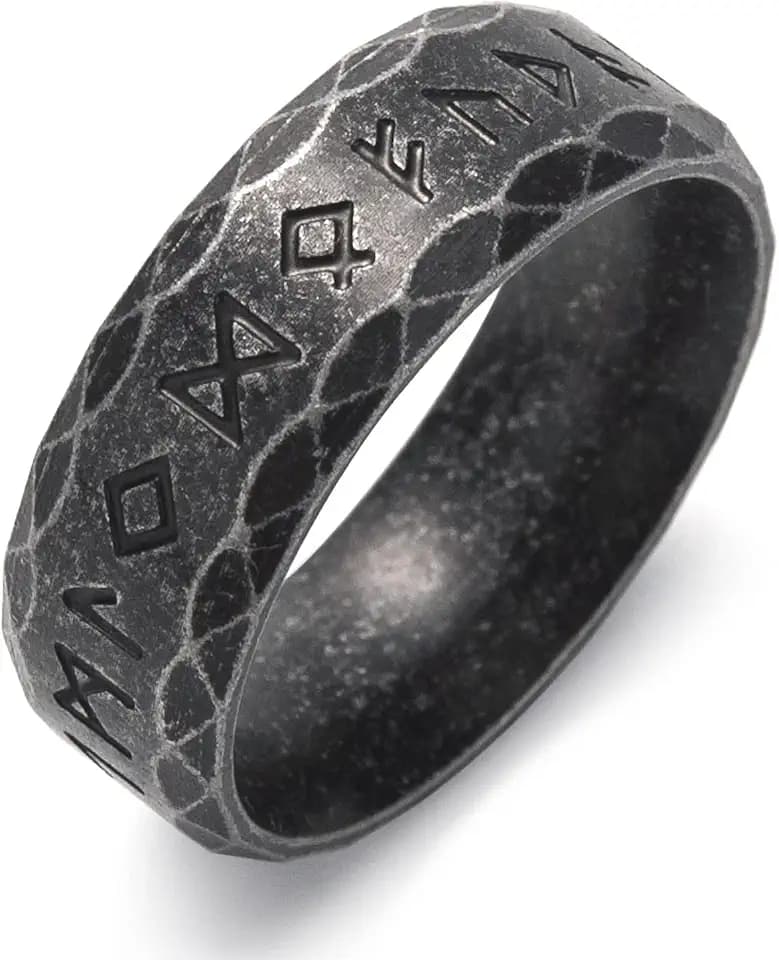 Viking Rings for Men Norse Viking Raven Runes Vegvisir Compass Amulet Ring Jewelry for Men Women Boys Size 7-13