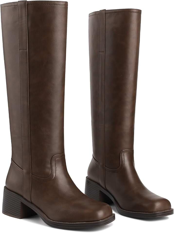 Knee High Boots Chunky Heel Riding Boots for Women Square Toe Going out Tall Boots Campus Concert Summer Fall Casual