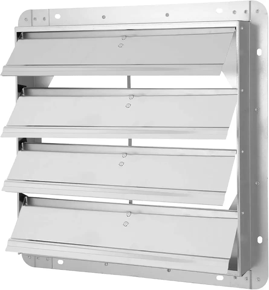 Simple Deluxe 18-Inch Square Aluminum Automatic Gravity Shutter Louver Vent, Silver