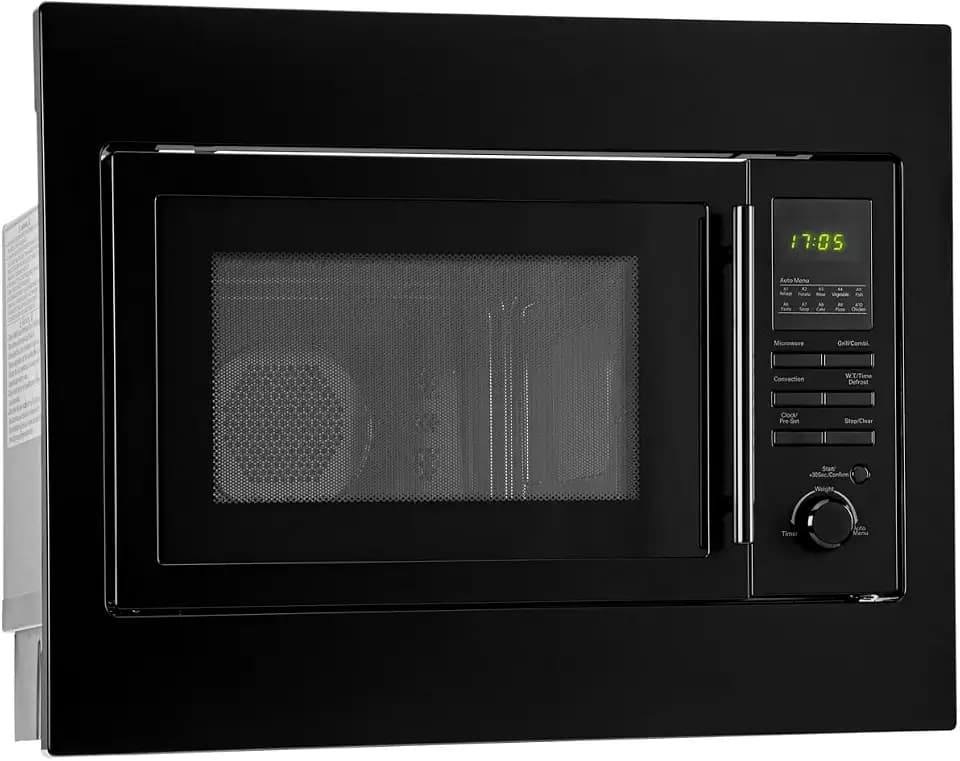Bomann Einbaumikrowelle mit Grill und Heißluft | 60cm | 900W Mikrowelle | 1100W Grill | 2500W Heißluft | inkl. Grillrost und Drehteller | 25L Einbau Mikrowellengerät | MWG 2216 H EB schwarz