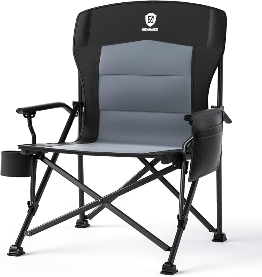 EVER ADVANCED Campingstuhl Faltbar 230KG Belastbar XL 62cm Sitzbreit