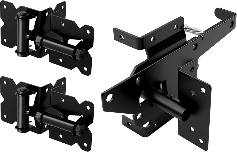 WINSOON 304 Stainless Steel Self Locking Gate Latch and Gate Hinges 1 Set