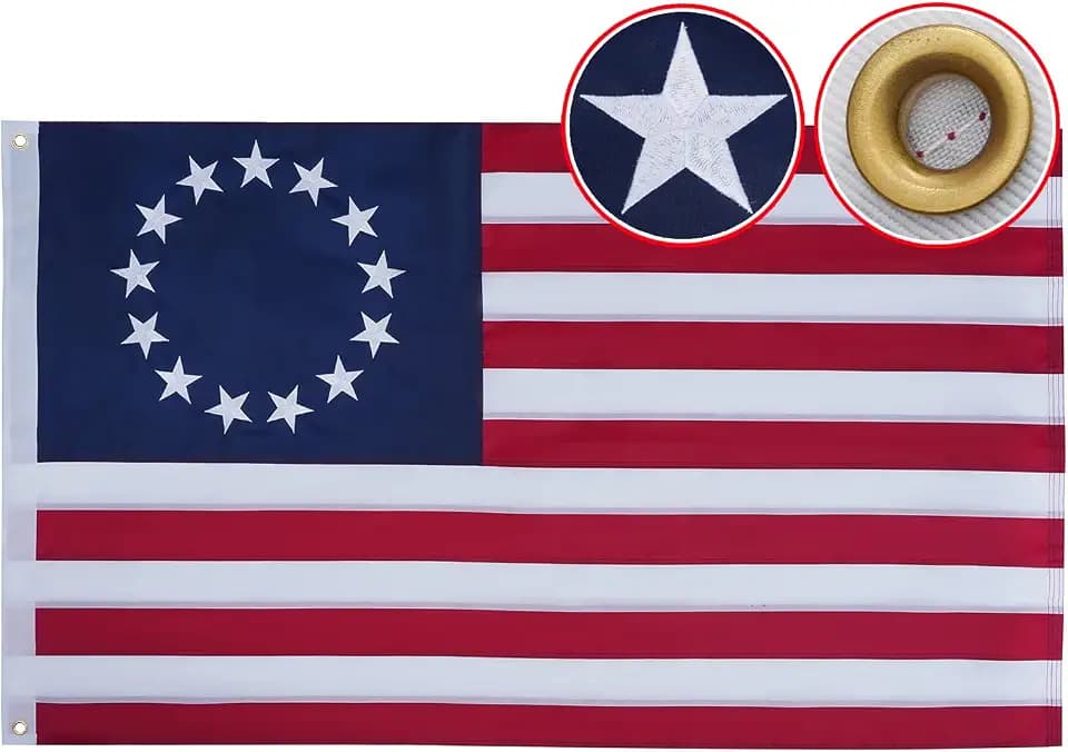 Embroidered Betsy Ross Flag 4x6 Feet Outdoor Heavy Duty 13 Stars Colonial Flags with 2 Brass Grommets, Vivid Color US United States Betsy Ross Flags for Outside