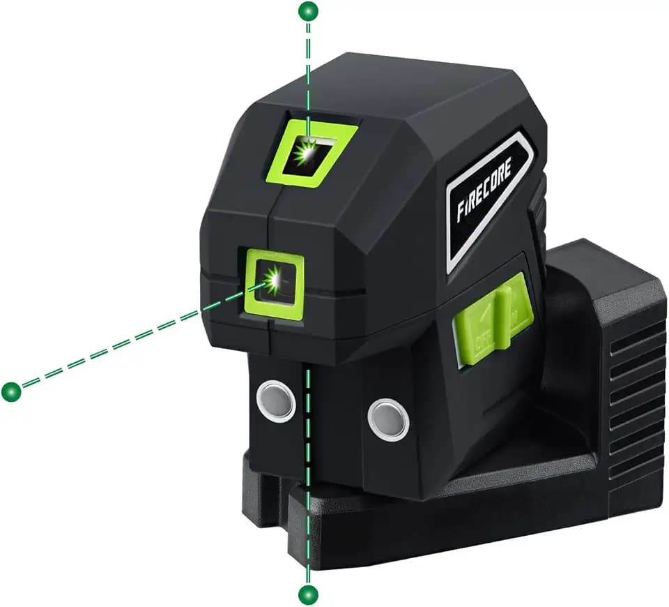 Firecore 3 Spot Laser Level, Green Beam Self-Leveling Laser Plumb Bob with Magnetic Base, 131-Foot Range, 2 AA Batteries and Carry Pouch Included - F301G