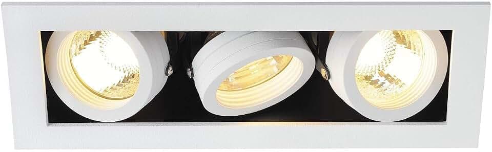 SLV LED Einbauleuchte KADUX, dreh- und schwenkbar | Dimmbare Deckenleuchte, Innen-Beleuchtung | LED Spots, Fluter, Deckenstrahler, Decken-Spots, Einbau-Strahler | 3-flammig, GU10 QPAR51 Weiß