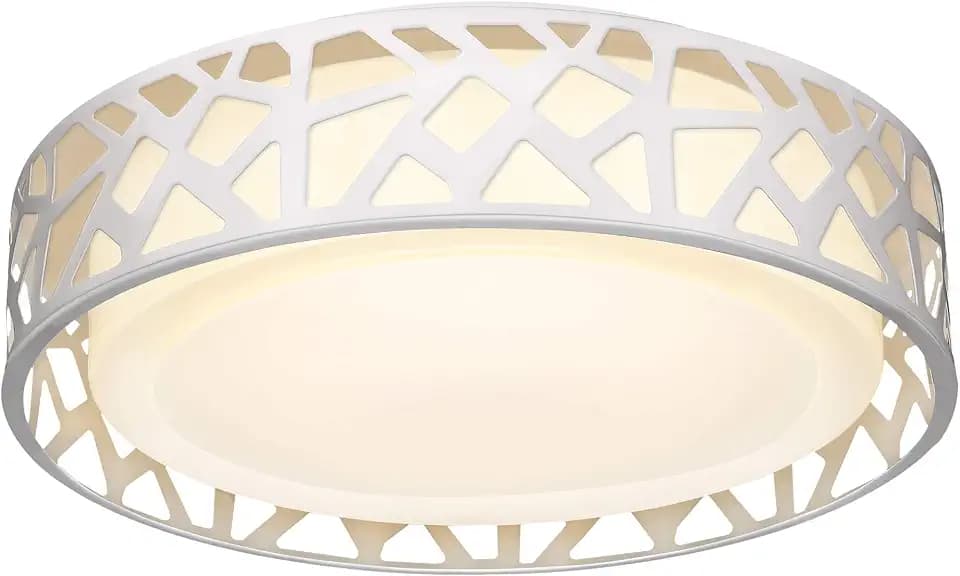 LED Flush Mount Ceiling Light, 14 Inch Dimmable Round Lighting Fixture, 24W 1600 Lumens 3000K Warm White, ETL Listed for Kitchen, Hallway, Bedroom, Stairways (Metal Body and Acrylic Shade)