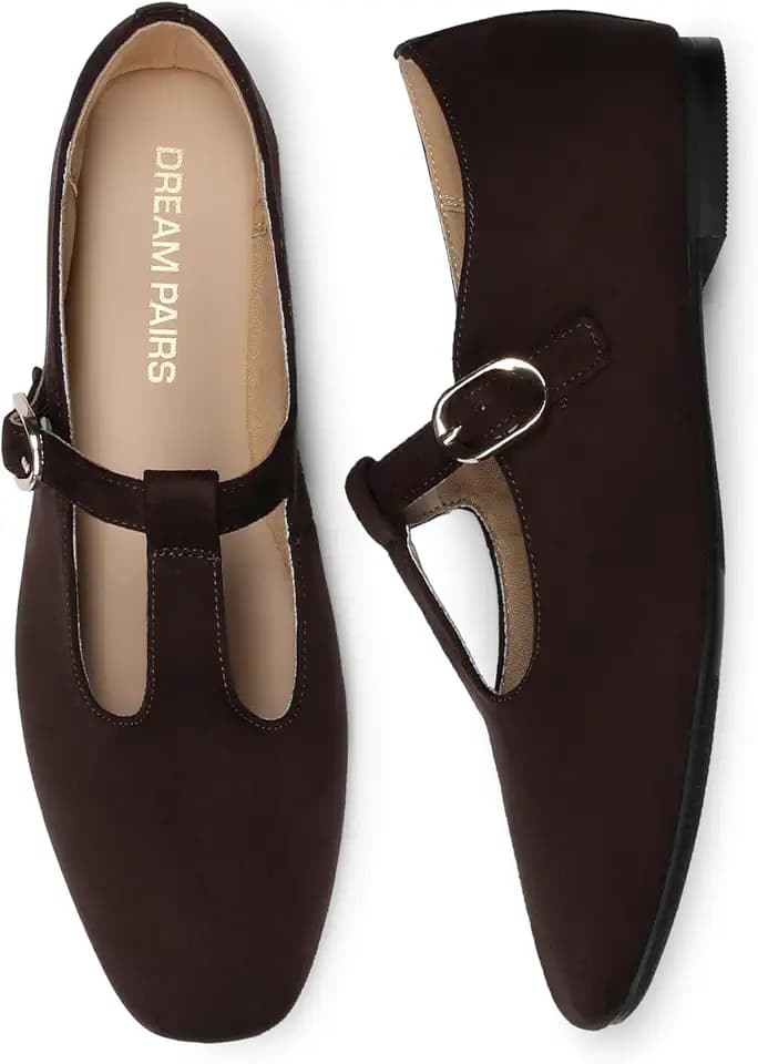 DREAM PAIRS Women's T-Strap Mary Jane Flats