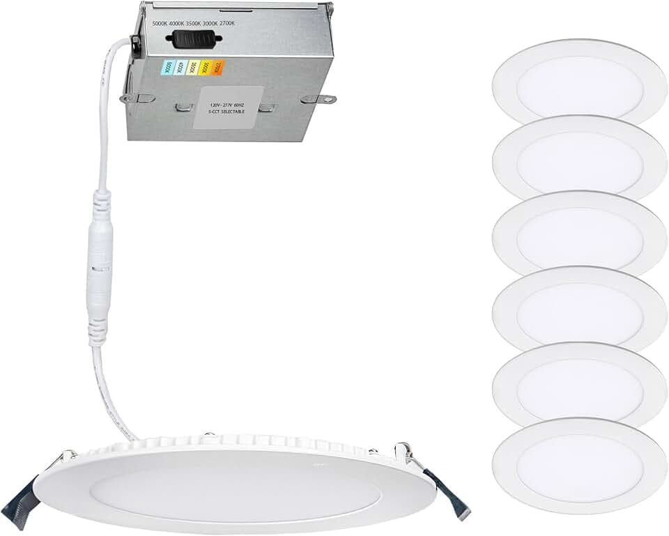 WAC Lighting Lotos 4in LED Round Recessed Light 5-CCT Selectable 8W 725 Lumens IC-Rated Airtight 120V-277V Universal in White (Pack of 6)