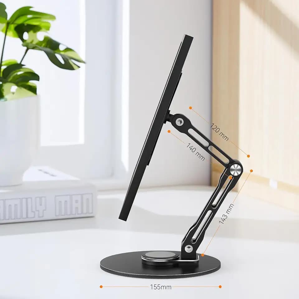 Ständer für TV Monitor Ständerhalterung 360° Drehfunktion für VESA100x100, 75x75mm aus Aluminium (Schwarz)