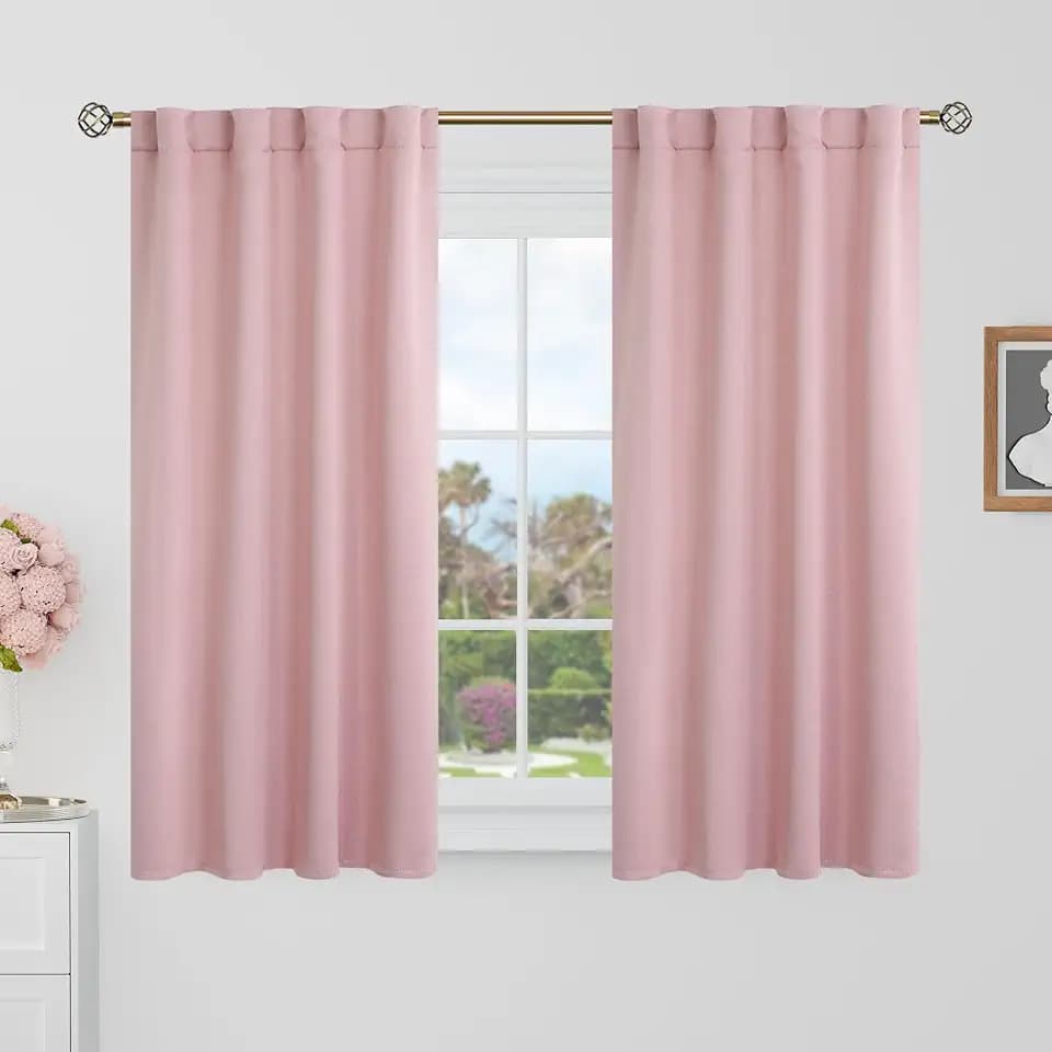 BGment Blackout Curtains 40 Inch Length for Small Window, 2 Panels, Pink