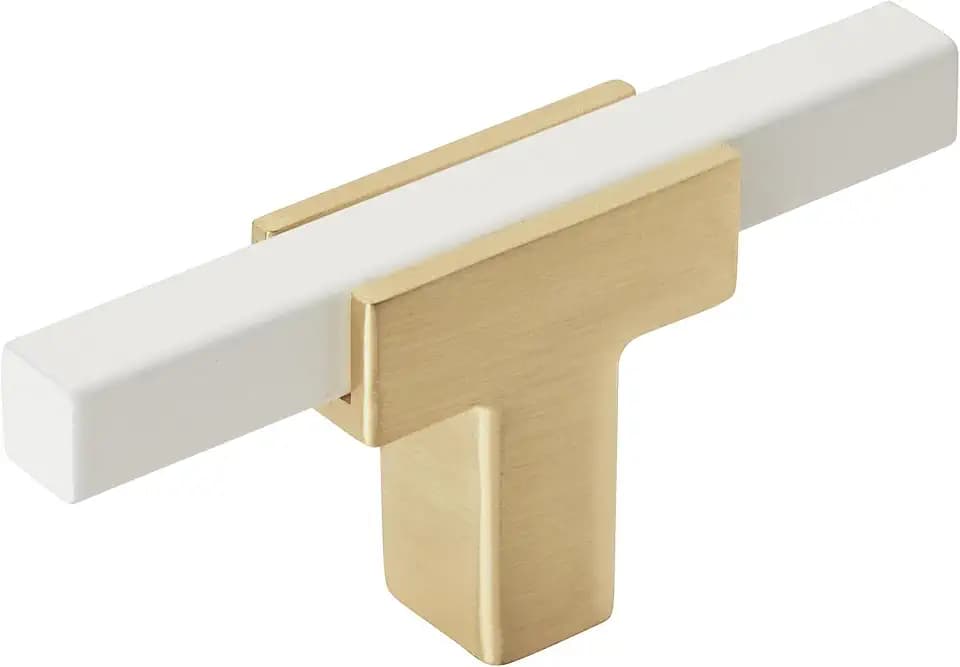 Amerock BP67BGLWHT | Kitchen Cabinet Door or Drawer Knob | Brushed Gold/White | 2-3/4 (70 mm) Length | Urbanite | 1 Pack | Furniture Hardware | Bathroom Cabinet Hardware