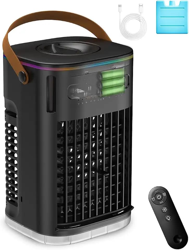 Mini evaporative coolers w/2Ice Packs & 1.2L Water Tank, 5400mAh Built-In Battery, for indoor outdoor use