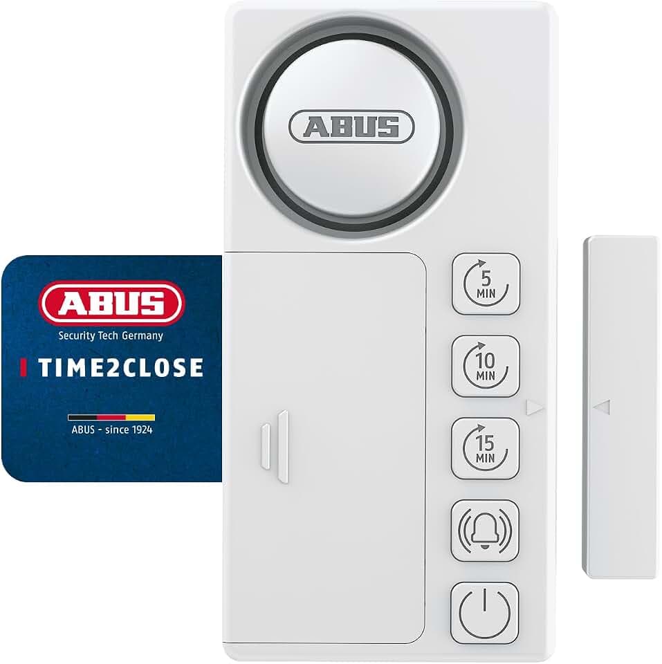 ABUS Time2Close Fensteralarm mit Timer - Einbruchschutz, Klebemontage