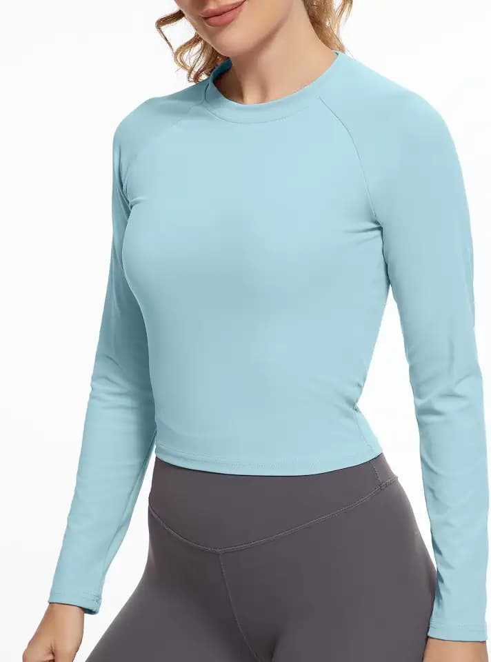 GGOV Womens Long Sleeve Crop Workout Tops Yoga Cropped Top Gym Shirts Athletic Clothes Slim Fit
