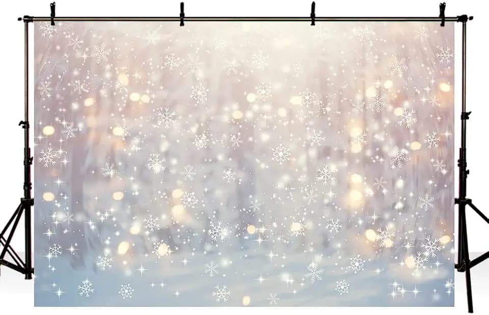 MEHOFOND 10x7ft Winter Wonderland Backdrop Glitter Bokeh Snowflake Christmas New Years Portrait Photography Background Baby Shower Birthday Party Decoration Banner Wallpaper Photo Studio Props