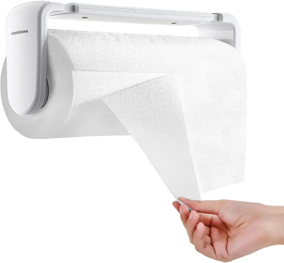 simpletome küchenrollenhalter Eine Hand Reissen Adaptiver Spannarm Einstellbare Länge 9,4–12,2zoll/24–31cm (Weiß)