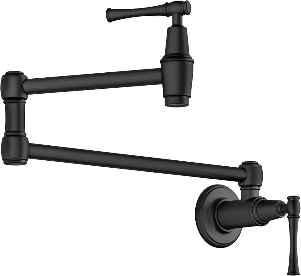 KRAUS Allyn Pot Filler Faucet with Retractable Arm, Wall Mount Kitchen Faucet, Pot Filler for Stove in Spot-Free Antique Champagne Bronze, KPF-5002MB