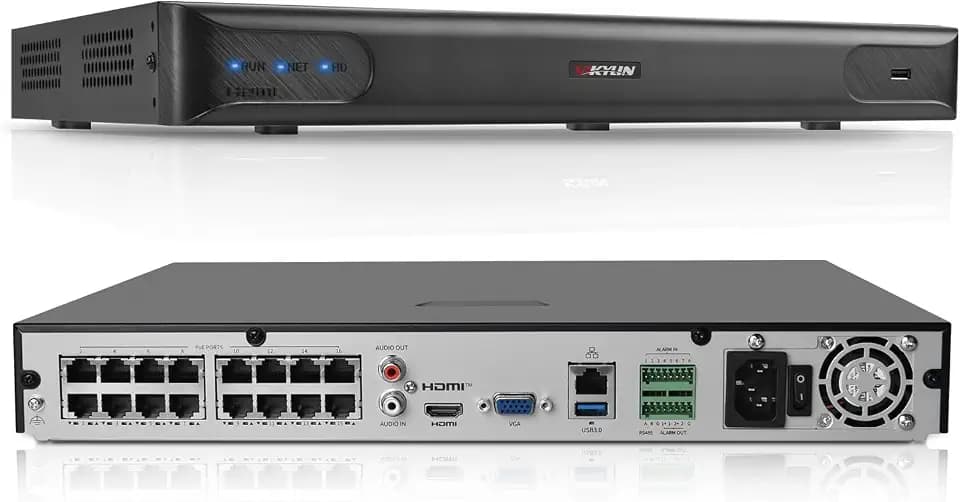 VIKYLIN 16-Channel 16 Port 4K PoE Network Video Recorder with SmartFind AI Visual Search, Up to 12MP Recording, 2 SATA Slots for 24TB Capacity(No HDD),Ultra H.265, Plug & Play (VU-N1616)
