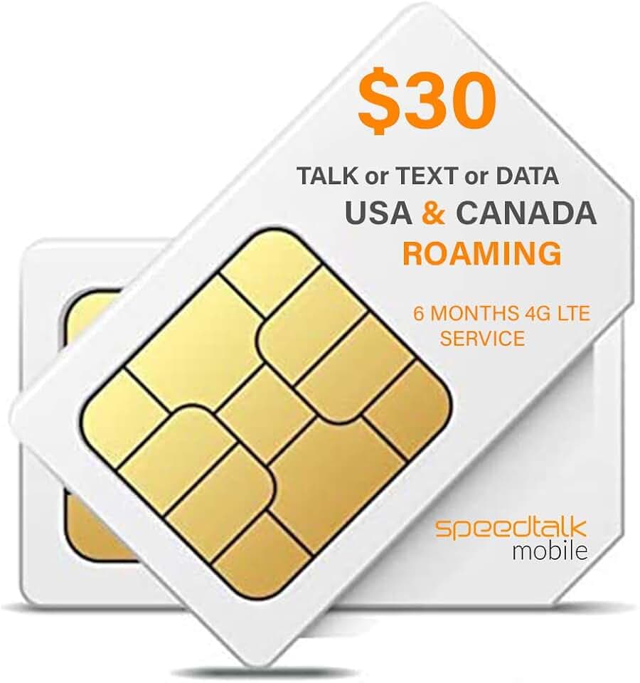 SpeedTalk Mobile $30 SIM Card for GSM GPS Tracking Kid Child Elderly Pet SmartWatch Car Tracker Devices Locators - 6 Months Service - USA Canada & Mexico Roaming