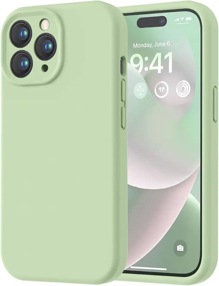 LOVE 3000 Designed for iPhone 14 Pro Max Case, Premium Silicone with [Soft Anti-Scratch Microfiber Lining] Shockproof Protective Phone Case for Men Women Girls 6.7", Matcha