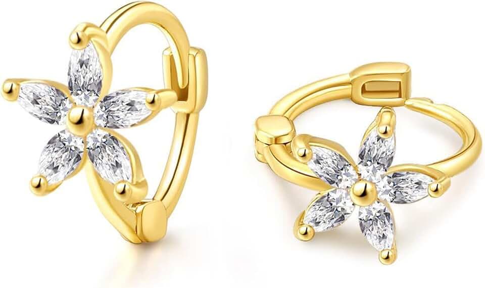 DAILY VIBES Dainty Butterfly Cross CZ Small Huggie Hoop Earrings for Women
