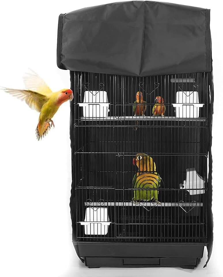 ASOCEA Extra Große Abdeckung für Papageienkäfig Gute Nacht Vogelkäfig Abdeckung Universelles Blackout für Sittiche Wellensittiche Aras Sittiche Quadratische Käfige–Schwarz
