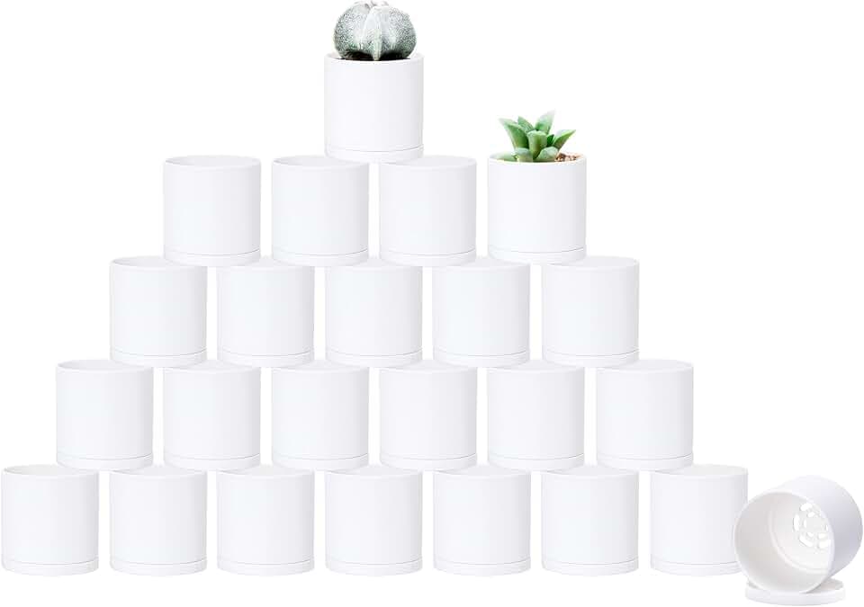 D'vine Dev 24-Pack Mini White Plastic Planters with Saucers, 2 in, 74-Z-A-6