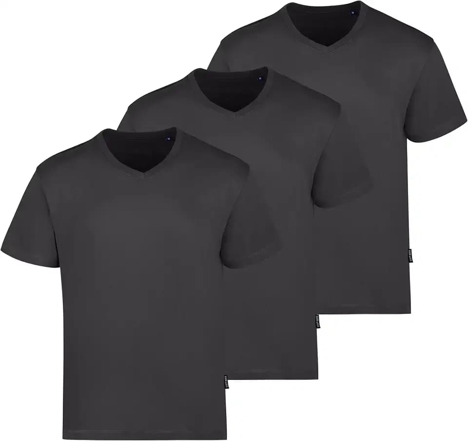 HRM Herren Luxury V-Neck Tee I Premium T-Shirt Herren V-Ausschnitt aus 100% Bio-Baumwolle I Basic T-Shirt bis 60°C waschbar I Hochwertige & nachhaltige Herren-Bekleidung