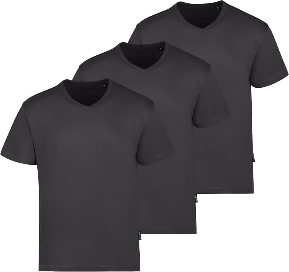 HRM Herren Luxury V-Neck Tee I Premium T-Shirt Herren V-Ausschnitt aus 100% Bio-Baumwolle I Basic T-Shirt bis 60°C waschbar I Hochwertige & nachhaltige Herren-Bekleidung