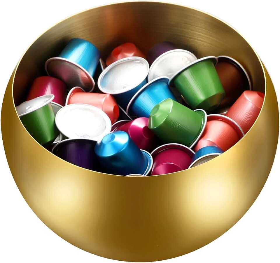 ELLDOO Coffee Pod Holder, Gold Metal Coffee Pod Storage for K Cup Nespresso Vertuo Keurig, Creamer Organizer Candy Bowl Fruit Jar for Countertop Kitchen Breakroom (Without Base)