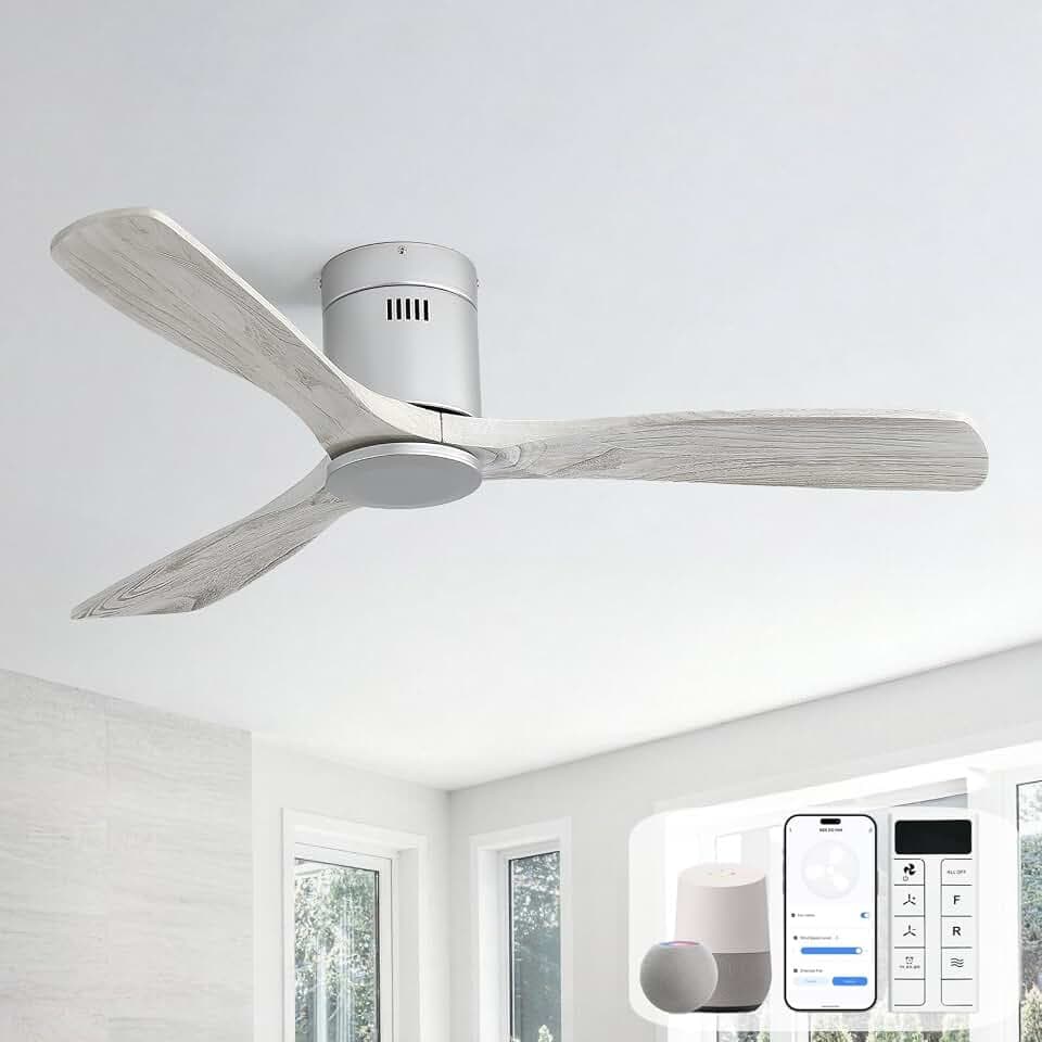 Sofucor 52 Inch Smart Ceiling Fan No Light, Flush Mount Low Profile
