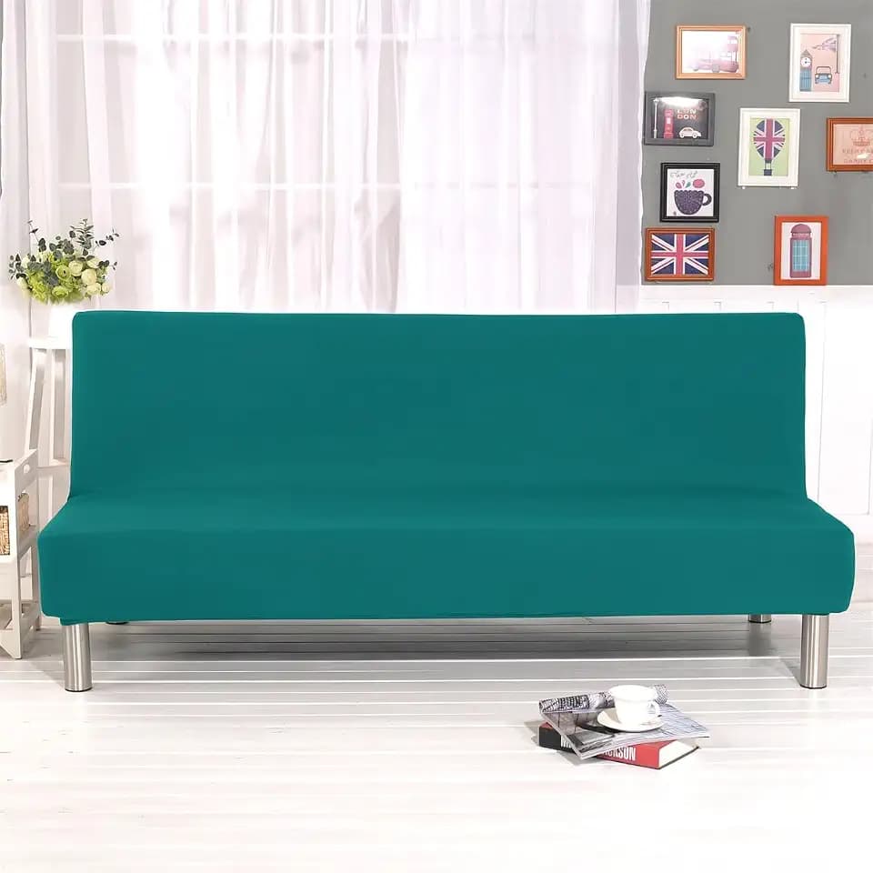 Einfarbiger Sofabezug ohne Armlehnen, Polyester, Spandex, Stretch, Futon-Schonbezug, 3-Sitzer, elastisch, vollständig zusammenklappbar, für Klappsofa, ohne Armlehnen, 203,2 x 127 cm