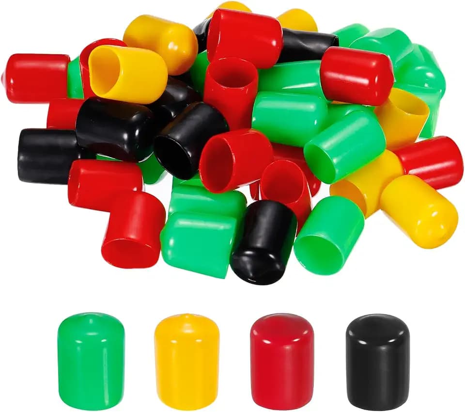 sourcing map 100 Stück Gummi Endkappen 15 mm PVC Vinyl Kunststoffkappe Schutzkappen Abdeckung für Schrauben Bolzen Gewinde Metallstäbe Elektrokabeln Drahtseile Bowdenzug Rund Rohr Zaunpfosten
