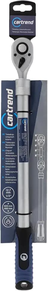cartrend Teleskop-Umschaltknarre mit 1/2''/12,7 mm Antrieb Silber