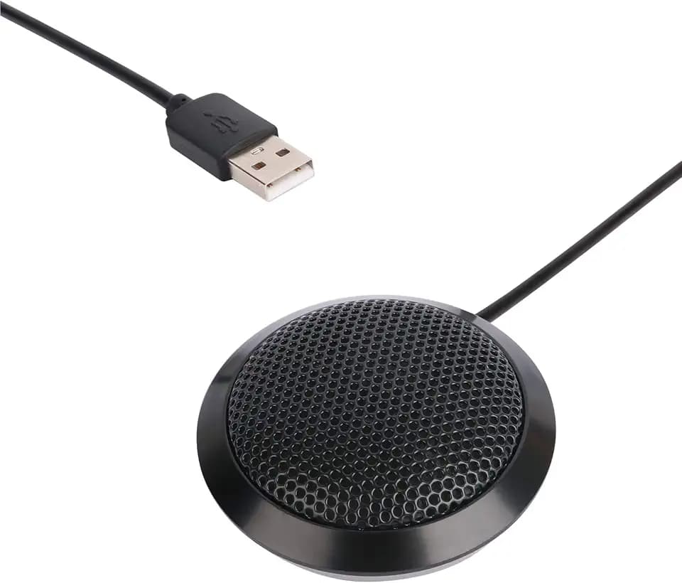 USB Conference Microphone, 360° Omnidirectional Condenser Mic for Video Conference, Recording, Skype, Online Class, Court Reporter, Plug & Play Compatible Desktop Mic with Laptop Computer
