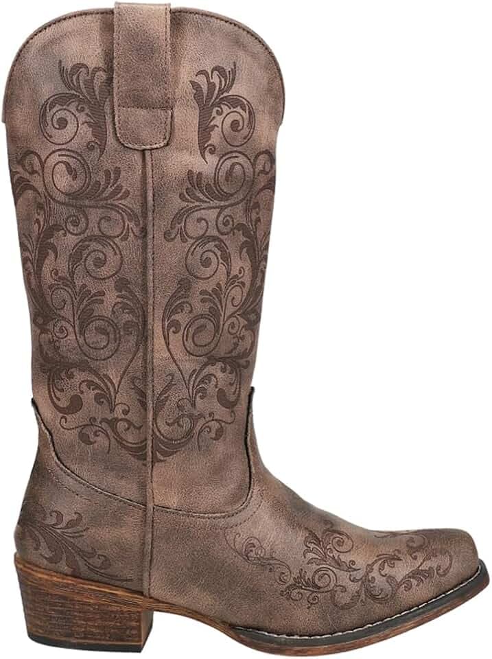 ROPER Riley Stiefel für Damen, bestickt, mit leicht spitzer Schuhkappe (Snip-Toe), mittelhoch, niedriger Absatz, 2,5–5,1 cm, Rot