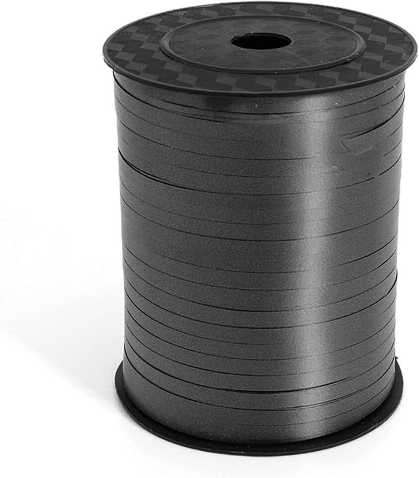 CC wonderland zone Schwarzer Geschenkband Spule (457m x 5mm),Ringelband für Bastelprojekte und Geschenke