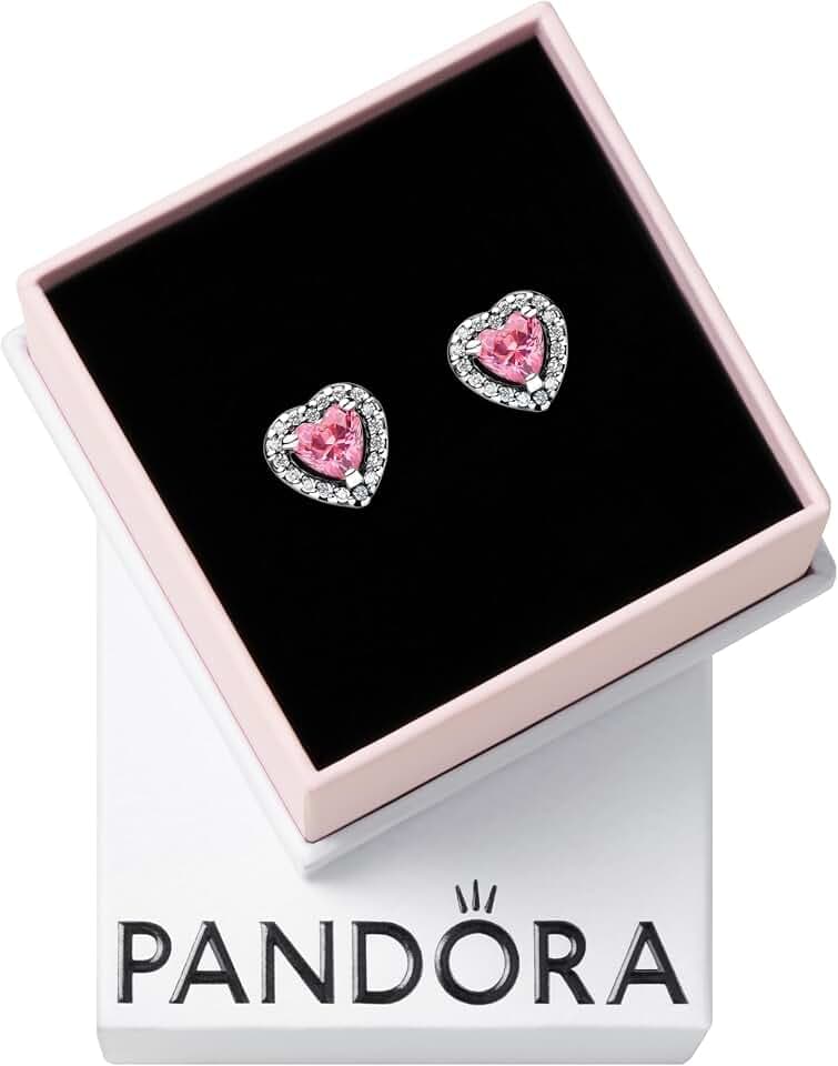 Pandora Erhabenes rosafarbenes Herz Ohrstecker 298427C02 Ohrstecker