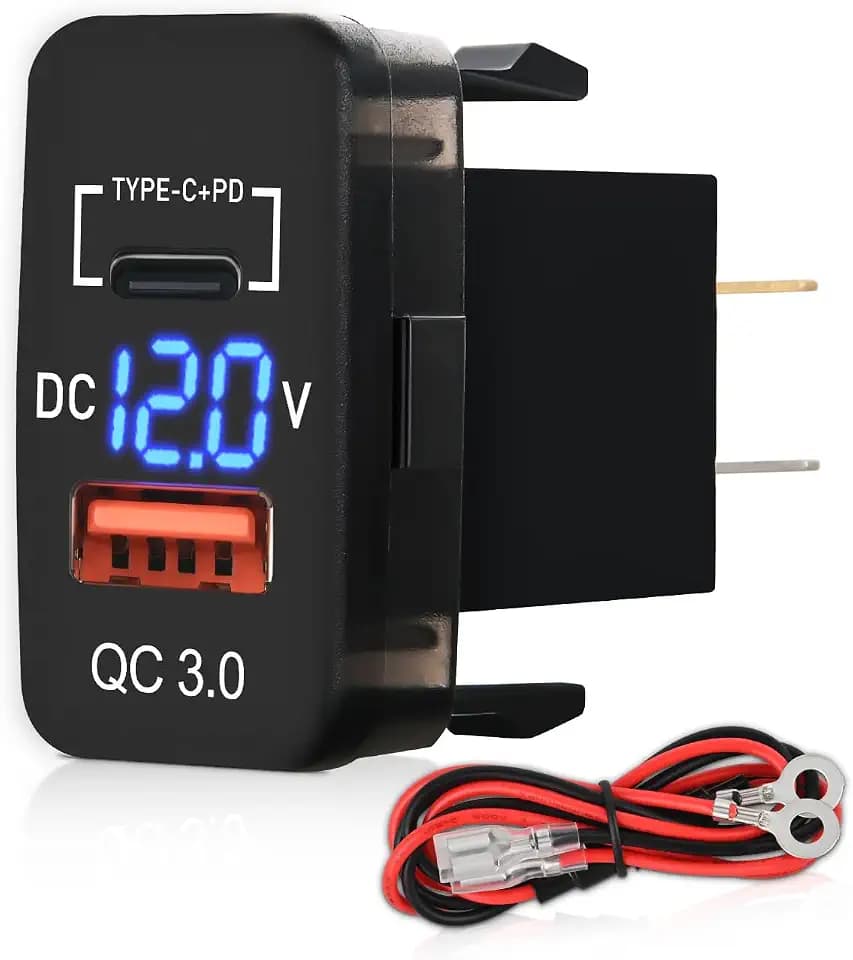 Nilight Rocker Switch Style USB Outlet Socket LED Voltmeter 1.54" x 0.83"